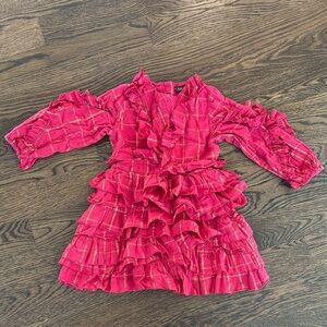 Velveteen cotton red and gold girls dress. Sz 5